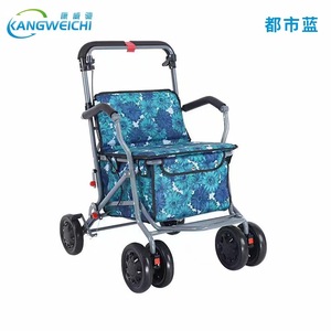 Kangweichi <b>Folding</b> Shopping <b>Walker</b> Four Wheel Senior Mobility Aid Urban Blue - Product Image 4