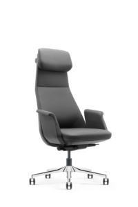 Chaise de bureau en cuir véritable au design moderne, pivotante à hauteur réglable avec rembourrage fonctionnel - Product Image 5