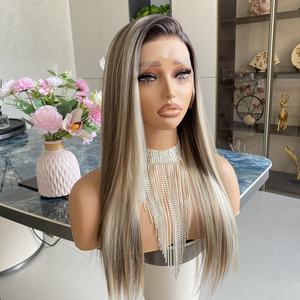 Nouvelle Perruque Lace Front HD Transparente 13x4 Couleur Marron Futura avec Mèches, Fibre Haute Température, Longue Longueur, Collection 2026 - Product Image 1