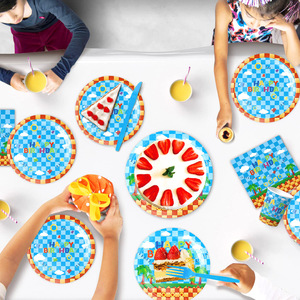 Design créatif dessin animé S0NlC les fournitures de fête de hérisson avec des assiettes en papier tasses serviettes pour <span class=keywords><strong>le</strong></span> Kit de vaisselle d'anniversaire à thème - Product Image 4