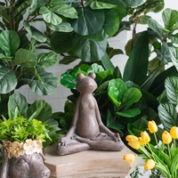 30,5x16,5x34,3 cm Braune Magnesium-Yoga-Frosch-Figur in Lotus-Position mit Goldakzenten