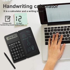 Calculatrice classique avec tablette d'écriture, logo personnalisable, alimentée par piles, en matériau ABS, modèle C5 - Bureau d'affaires - Product Image 4