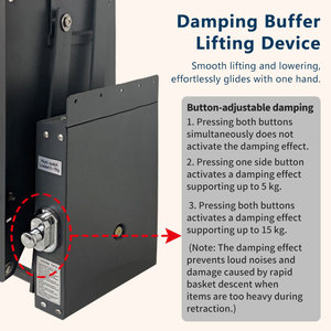 Meccanismo di Sollevamento per Armadi da Cucina Multifunzione Moderno con Telaio in Alluminio Regolabile, Scaffale Pieghevole in Vetro con Cestello Estraibile - Product Image 4