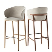 Tabouret de bar surélevé minimaliste moderne en bois de frêne blanc massif avec accoudoirs pour usage commercial et domestique Modèle BY61
