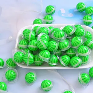 Hot Sale Confectionery Watermelon Shape Jam Filled Ball Snacks Candy Gummy Sweets And Candies