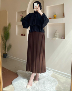Mới Đến 2 Mảnh Thời Trang Dài Đèn Lồng Tay Áo Áo Sơ Mi Trung Đông Dubai Abaya Hồi Giáo Áo Cổ Điển xếp li Váy Phù Hợp Với - Product Image 3
