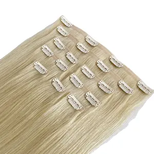 Luxury Invisible Human Hair Extensions Seamless Clip Ins 100% Human Hair Clip In Hair Extensions
