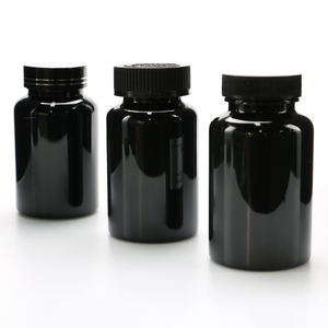 Botellas de cápsulas de plástico 100mL Botella de píldora de mascota negra mate con tapa negra Crc - Product Image 6