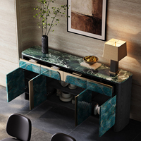 Collection de consoles d'entrée et de buffets latéraux en pierre de luxe minimaliste italienne, buffet en marbre haut de gamme pour le rangement dans le salon