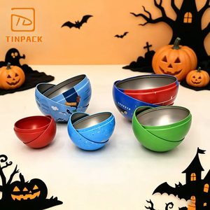 Scatola di Latta a Forma di Palla di Alta Qualità per Dolci, Biscotti e Cioccolatini, Ideale per Feste di Halloween e Natale - Product Image 3