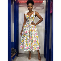 Robe d'été décontractée sans manches pour femme, imprimée, coupe trapèze, col en V, grande taille, tendance, qualité supérieure, vente en gros pour boutiques