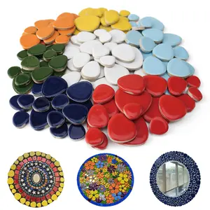 Colorful Oval Shape Bulk Diy Art Craft Pebble Ceramic Mosaic Tiles For Craft