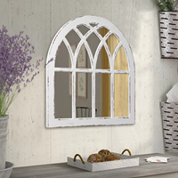 Pays ferme grand miroir décoration murale cadre en bois rustique décor à la maison pleine longueur miroir fenêtre mur arqué miroir