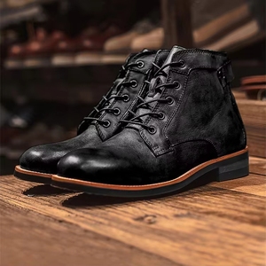 Nueva Llegada, Venta al por Mayor de Fábrica, Botas de Motero de Cuero para Hombre, Zapatos Vaqueros Occidentales, Botas de Motocicleta a la Moda - Product Image 4