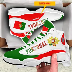 专业定制篮球鞋便宜运动鞋男士葡萄牙国旗标志运动鞋批发直销