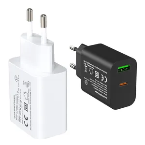 pd20w wall charger and cable eu plug 20w dual usb wall charger qc 3.0 a c carregador tipo-c with CE approved for apple iphone