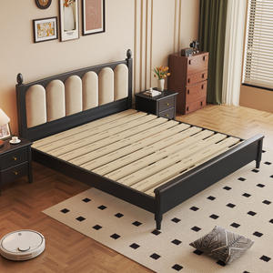 <span class=keywords><strong>Letto</strong></span> Matrimoniale Vintage Francese in Legno Massello Imbottito, Misure 1.5m 1.8m, Stile Americano con Colonna Romana, Antico, Non Pieghevole, per Camera Padronale - Product Image 3