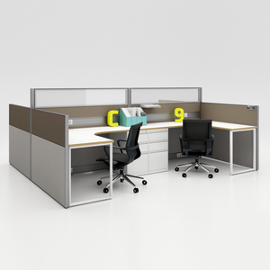 Scrivania da Ufficio Modulare <span class=keywords><strong>Estensibile</strong></span> in Alluminio Moderno, Spessore 45mm, Cubicoli Convertibili da 2 a 8 Posti, Postazione di Lavoro per Banche, Tavolo da Ufficio con Partizioni - Product Image 6