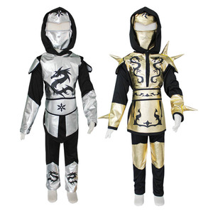 Ensemble de jeu de rôle pour enfants, combinaison noire et or <span class=keywords><strong>Ninja</strong></span> pour fête d'Halloween, performance scénique japonaise, danse - Product Image 2