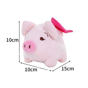 customize plush 15cm pink Pig pendant Animal toys with rose headwear kawaii design plush pink pig stuffed toy