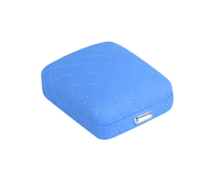 Coffret à bijoux rectangulaire matelassé en cuir PU bleu moderne et luxueux, étui cousu pour cadeaux de mariage et occasions spéciales
