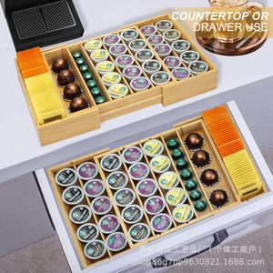 Cajonera de bambú, bandeja para cápsulas de café, organizador de escritorio para ingredientes de café y té con leche, soporte de madera para bolsitas de té y azúcar - Product Image 1