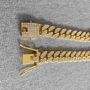 Cadena de Joyería de Lujo, Cadena Cubana Morada de 12 mm de Ancho para Perros y Gatos, Collar de Diamantes, Cadena Metálica para Pasear, Collar para Perro, Eslabón Cubano para Gato - Product Image 4