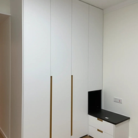 Armoire de rangement avec poignées, laquée, moderne, blanche, pour chambre principale, ivoire, naturel, anthracite