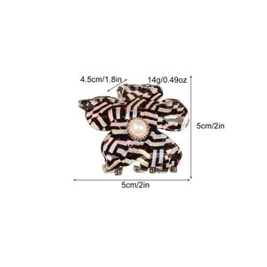 Pince à cheveux élégante en perles françaises pour femme, motif fleur à 5 pétales multicolores, pince requin, vente en gros - Product Image 3