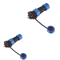 SP13F Ip67 Connecteur industriel étanche à 4 broches Contact en laiton avec boîtier de PC Fil d'extension électrique Montage sur panneau Prise de courant