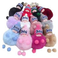 Porte-clés en peluche Kawaii mignon et doux, écologique, tendance, forme 3D, mousqueton, porte-clés personnalisé en fourrure de lapin