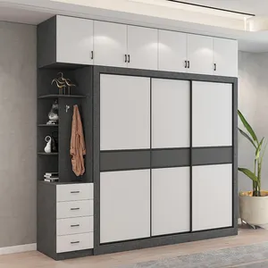 现代衣柜搁板卧室家具壁橱木制黑色家居家具木制面板家具设计卧室橱柜