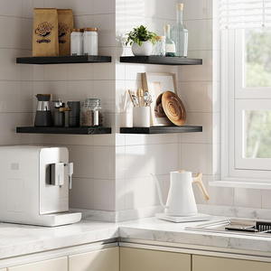 4-Piece Set Wooden Country Style Floating <strong>Shelves</strong> Wall Hanger for Bathroom Living Room Home Office <strong>Used</strong> for Home <strong>Storage</strong> Sorting - Product Image 4