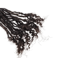 Ekstensi Rambut Manusia Premium Inter Curly Locs 12 Inch 0.2cm Warna Alami Locs Buatan Tangan Lembut Ringan Tahan Lama