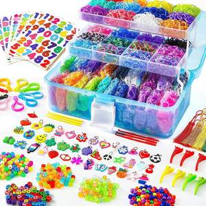 Máquina portátil de tejer a mano de arcoíris DIY, juguete de plástico para niños para hacer pulseras coloridas, juguetes de aprendizaje divertidos para niños - Product Image 4