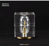 Lampe de table en cuivre massif PM de luxe italienne avec cristal K9, design Rubik's Cube, décoration créative pour bureau, petite lampe de bureau en laiton