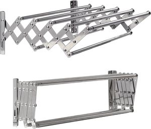 Support de séchage mural antirouille pour vêtements, en acier inoxydable, accordéon rétractable pour buanderie salle de bain - Product Image 3