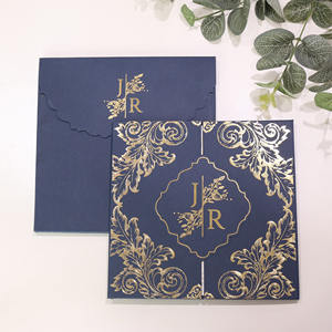 Blue Folio Hardboard Luxury <strong>Christening</strong> <strong>Invitations</strong> with Gold Foil Marriage Wedding <strong>Invitation</strong> Card - Product Image 6