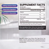 Gommes de citrate de calcium pour adultes – Complément de santé pour une meilleure densité osseuse, soutien musculaire et immunitaire – À croquer, haute absorption – Pour femmes
