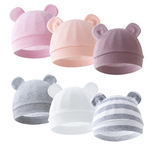 หมวกหมีการ์ตูนผ้าฝ้ายแท้สำหรับทารกแรกเกิด0-3เดือนหมวกถักชั้นเดียวสำหรับฤดูใบไม้ร่วง-ฤดูหนาว - Product Image 4