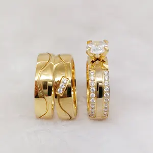 Anillo de oro sólido de 14k auténtico para parejas, joyería fina hecha a mano, compromiso de moissanita cz, conjuntos de anillos de boda para mujer 2023