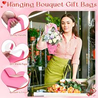 Boîtes florales pour la Saint-Valentin en vrac avec poignée, sacs cadeaux roses et rouges, emballages cadeaux pour fleuristes, arrangements de bouquets, porte-bouquets
