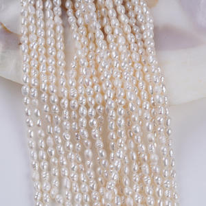 Promoción de Perlas de Agua Dulce Naturales de Zhuji, Perlas Blancas en Forma de Arroz de 3-4 mm, para Hacer Collares y Pulseras, Perlas de Arroz Coloridas - Product Image 2