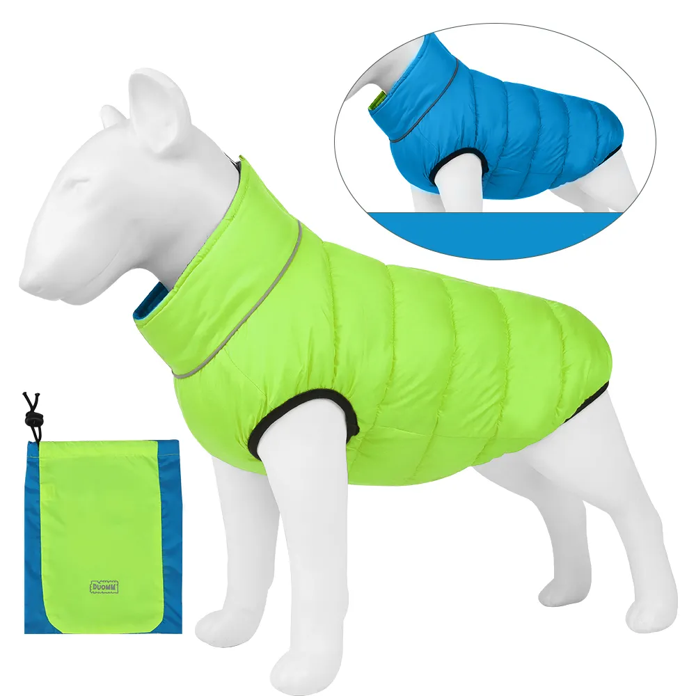 Logo personalizzato vestiti per cani giacca imbottita per animali domestici cappotto in tessuto invernale con imbracatura riflettente pet giacca di raffreddamento