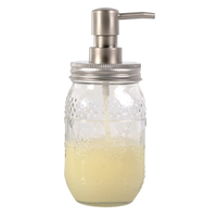 Pot en verre de maçon de distributeur carré rond recyclable de 1000ml avec la pompe d'acier inoxydable pour le désinfectant de main de lotion