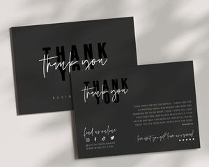 Tarjetas de felicitación de negocios negras personalizadas con película mate y revestimiento de logotipo UV Cartón y papel de arte Tarjetas de agradecimiento para su tienda - Product Image 1