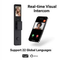 Cerradura Inteligente WiFi Biométrica 7 en 1 de Alta Gama Tuya, Almacenamiento en la Nube, Compatible con Alexa, Batería de 4200 mAh, Identificación Facial 3D, Seguridad para el Hogar de Madera