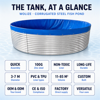 Réservoir d'eau circulaire galvanisé Wolize 100G avec revêtement en zinc, panneau en acier ondulé pour l'aquaculture, l'irrigation et la réservoirisation d'eau de secours