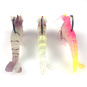 Esca Morbida a Forma di Gamberetto per <span class=keywords><strong>Pesca</strong></span>, Affondante in Piombo, Gamberetto in Plastica Luminescente <span class=keywords><strong>con</strong></span> Ami - Product Image 5