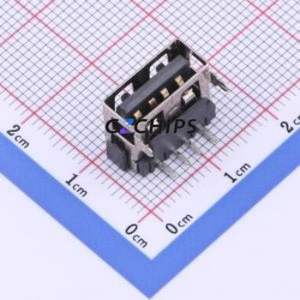 KH-AF90QC-10-H6.8 USB Connector Bent Lead Through Hole Connector Type-A Female Right Angle Insert 4P - Product Image 1